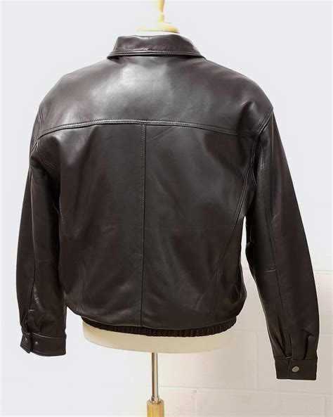 Men Genuine Leather Bomber Jacket Traditional Collar Zip Front M100