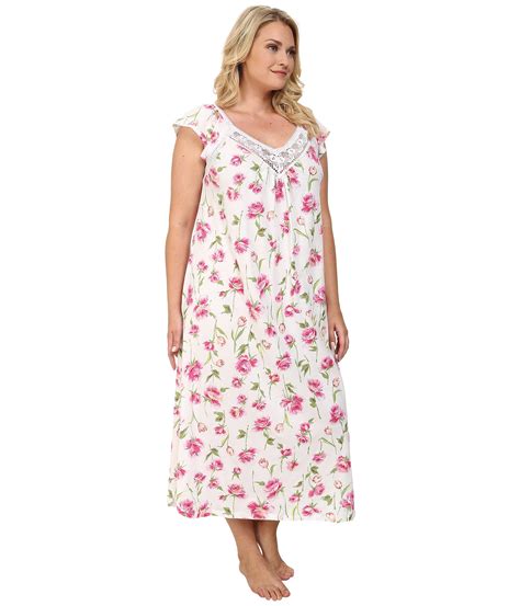 Carole Hochman Plus Size Floral Print Long Gown In White Lyst