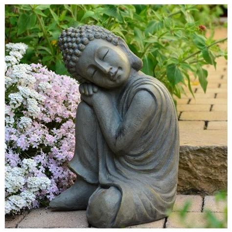 Statue Bouddha Jardin Décoration Zen 43 Cm Achat Vente