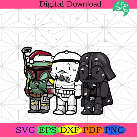 Merry Christmas Star Wars Characters Svg Christmas Svg Mandalorian