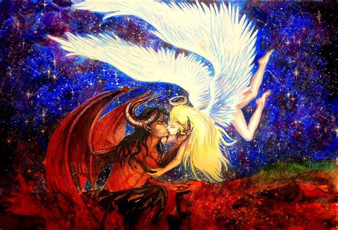 Ангел и демон любовь арт Kartinki Ru