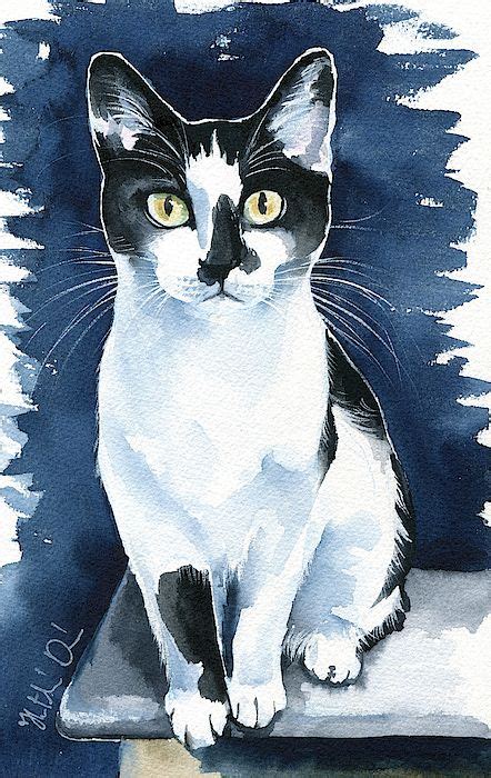Cats Painting Jasper Tuxedo Cat Painting By Dora Hathazi Mendes