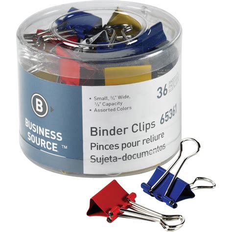 Business Source Colored Fold Back Binder Clips Assorted 36 Pack