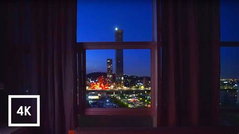 City Night View Open Window Cityscape Sounds And Traffic Ambience
