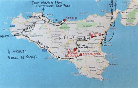 Map Of 4 Favourite Places In Sicily Sicily Italy Sicily Travel Sicily
