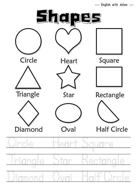 Fun learning online worksheets for kids, online math printable worksheets. English Worksheet For Kids Shapes - Coloring Sheets