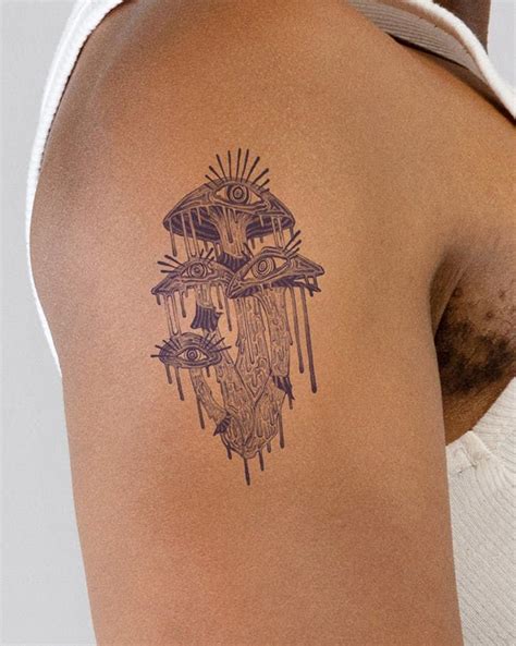 Magic Mushroom Tattoo Semi Permanent Tattoos By Inkbox In Mushroom Tattoos Spine