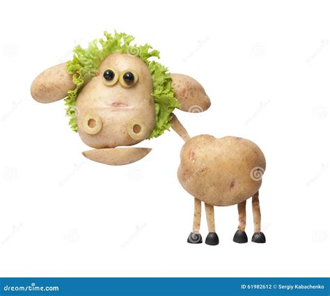Funny Sheep Made Of Potatoes And Salad Stock Photo Image Of Carrot