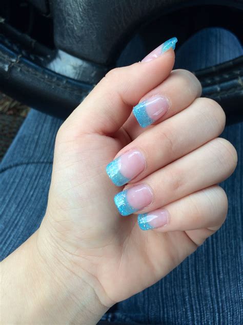 Cute Blue Acrylic Nails With Glitter And If Neither Of Them Have Any Glitter Then Ditch Both