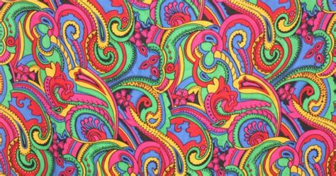 Vintage 1960s Psychedelic Paisley Bright Colors Fabric By Nodemo 25