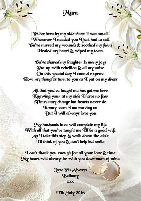 How do i go about it? Wedding Day Thank You Gift, Mother Of The Bride Poem A5 ...