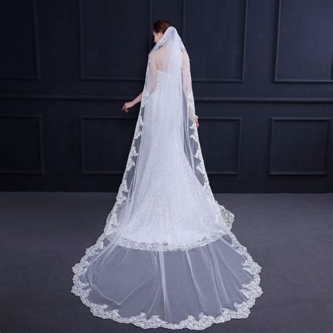 3 Meters Long Wedding Veil Lace Edge Wedding Accessories Voile Mariage