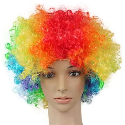 Halloween Disco Clown Curly Afro Circus Fancy Dress Hair Wigs Xmas Party Decor In Party Hats