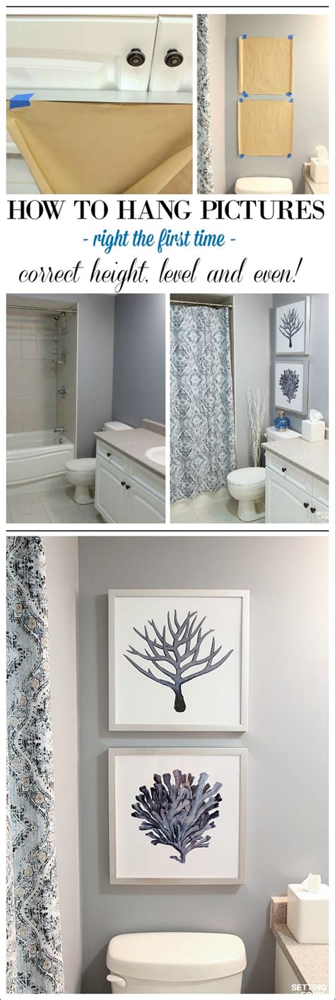Below we answer popular questions, how high to hang pictures on an interior wall, hallway, in the bathroom, bedroom and living room. Height Measurements and How To Hang Pictures In A Bathroom ...