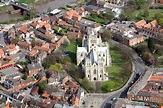 Selby Abbey & toll bridge from the air | Uk travel, Selby, England