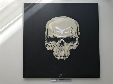 Skull Acrylic Painting On Canvas 20x20 Skull Decor Wall Etsy