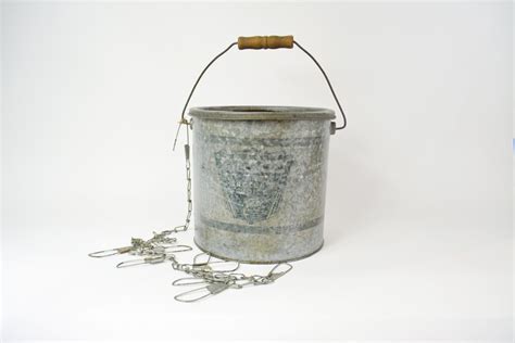 Vintage Minnow Bucket Galvanized Steel Bucket Anglers Bait