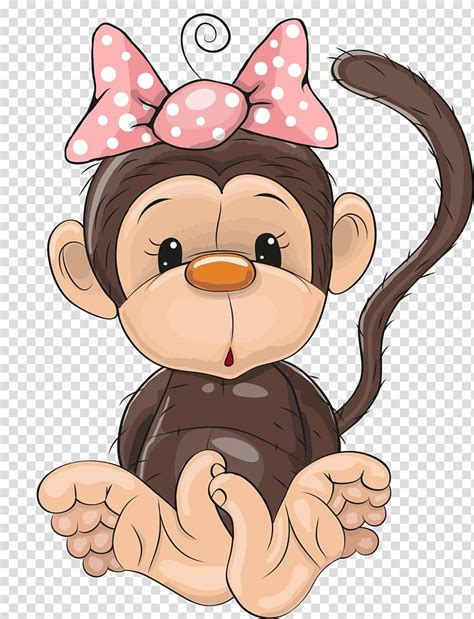 Free Download Monkey With Pink Bow Illustration Cartoon Monkey