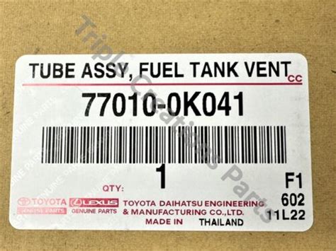 toyota genuine 77010 0k041 tube sub assy fuel tank vent oem 770100k041 ebay