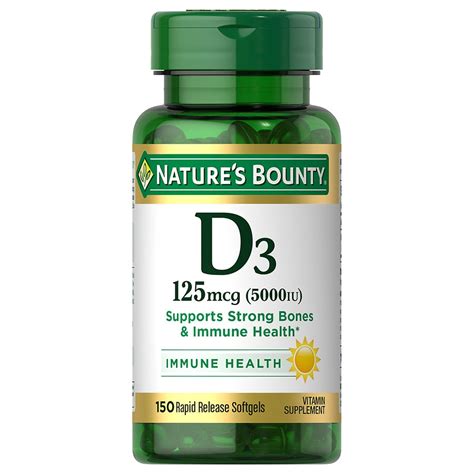 Natures Bounty D3 5000 Iu Vitamin Supplement Softgels Walgreens