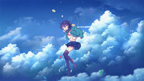 Wallpaper Tights Music Dress Fly Skirt Anime Girls Vertical