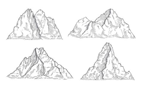 Premium Vector Pencil Drawing Mountain Landscape Cartoon Sketch