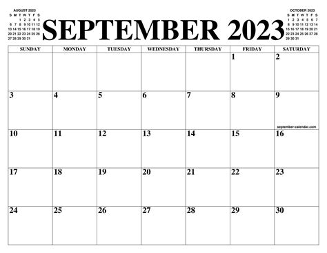 September 2023 Calendar Of The Month Free Printable September Calendar