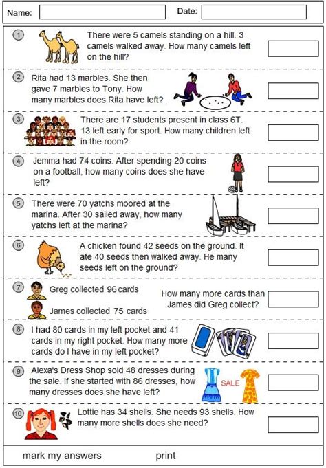 Problem Solving Addition And Subtraction Grade 3 Practice Test