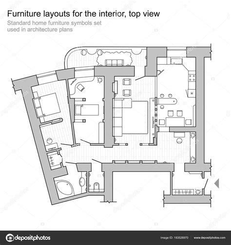 Standard Home Furniture Symbols Set Used Architecture Plans Home