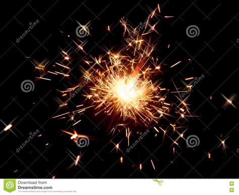 New Year With Sparklers Sparks On A Black Background Stock Image