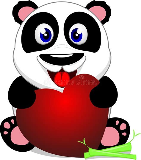 Panda Met Hart Liefde U Vector Illustratie Illustration Of Zwart