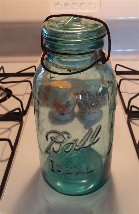 Vintage Blue Ball Ideal Half Gallon Mason Jar With Blue Glass Lid And