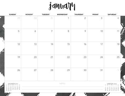 Free Printable Horizontal Calendar 2020 Calendar Printables Free
