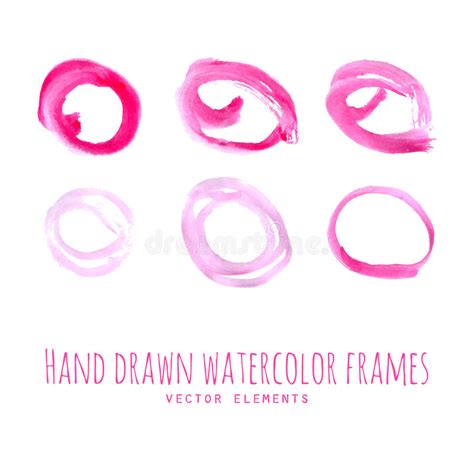 Pink Watercolor Circle Frames Stock Illustration Illustration Of