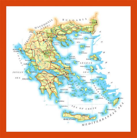 Elevation Map Of Greece Maps Of Greece Maps Of Europe  Map