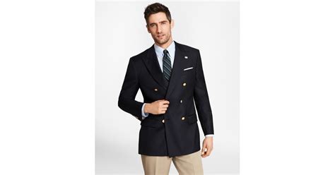 Brooks Brothers Country Club Saxxon Wool Double Breasted Blazer In Navy