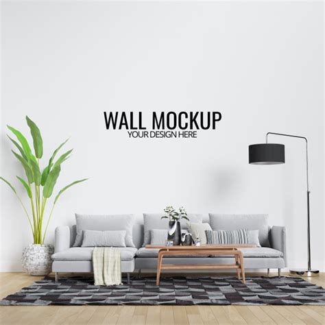 Modern Interior Living Room Wall Mockup With Furniture And Decor Psd
