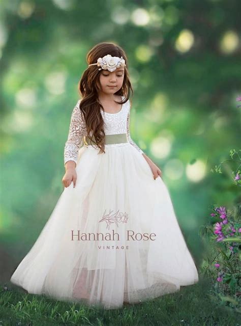 Flower Girl Dress Beautiful Long Flowing Ivory Or White Boho Vintage Flower Girl Dresses
