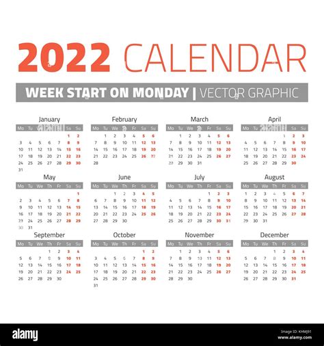 Simple Calendario Del Año 2022 Imagen Vector De Stock Alamy Free Hot