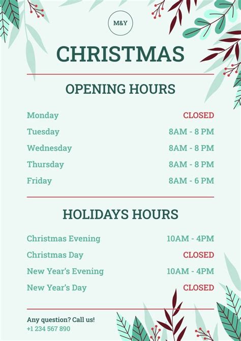 Free Hand Drawn Winter Holidays Hours Sign Template 22 Printable