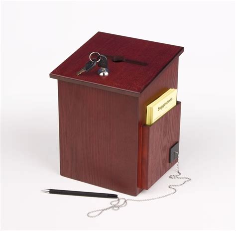 Wooden Ballot Box W Side Pocket Pen And Lock Wall Or Countertop Red