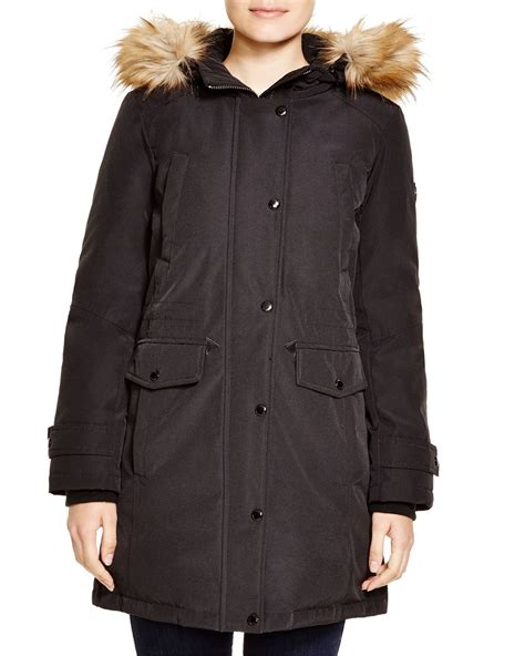 Lyst Kors By Michael Kors Missy Parka With Faux Fur Trim In Black