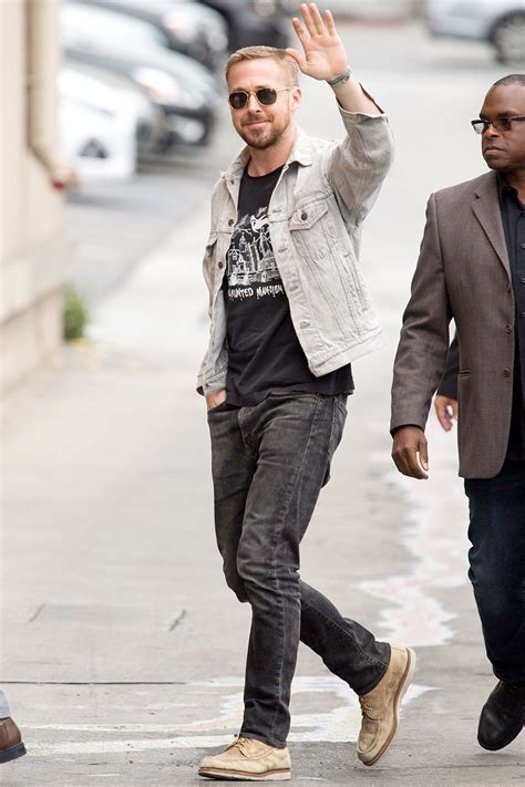 Ryan Gosling Has A Thing For Jean Jackets Mens Outfits Jean Jacket Outfits Men Mens Fashion