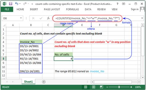 Excel Count Count Number Of Cells Containing Specific Text W3resource