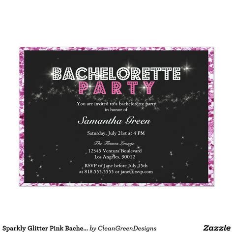 Sparkly Glitter Pink Bachelorette Party Invitation