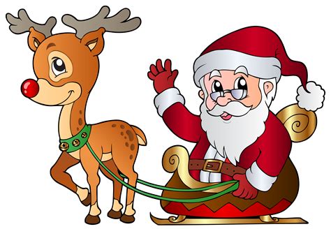 Christmas Santa And Reindeer Clipart Clip Art Library