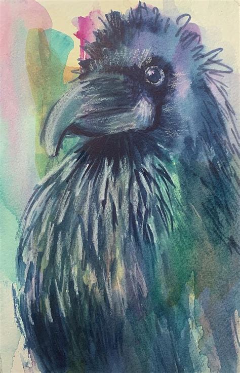 Colorful Raven Painting By Christine Marie Rose Fine Art America