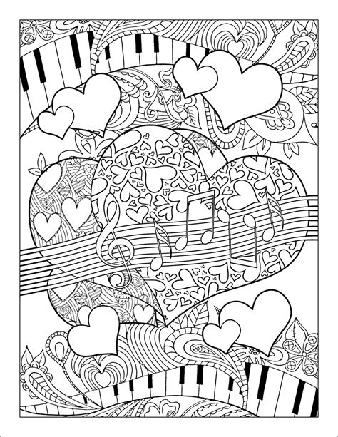 20 Printable Music Themed Coloring Pages For Kids And Adults Etsy