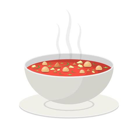 Hot Vegetable Soup Vector Design Illustration Isolated On White