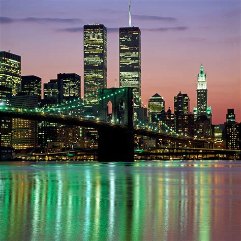 Brooklyn Bridge Twin Towers And Lower Manhattan Skyline Designed By